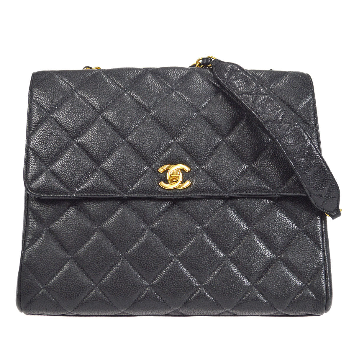 CHANEL Chain Shoulder Bag Black Caviar