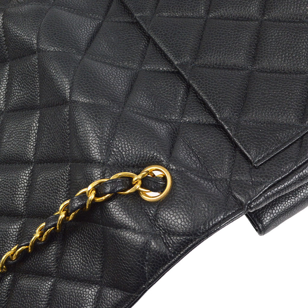 CHANEL Chain Shoulder Bag Black Caviar