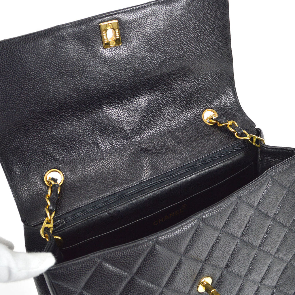 CHANEL Chain Shoulder Bag Black Caviar