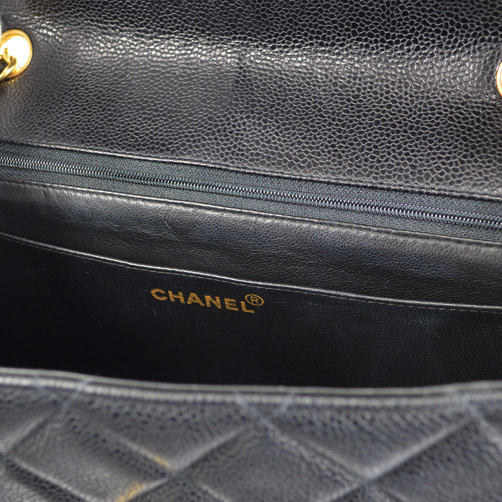 CHANEL Chain Shoulder Bag Black Caviar