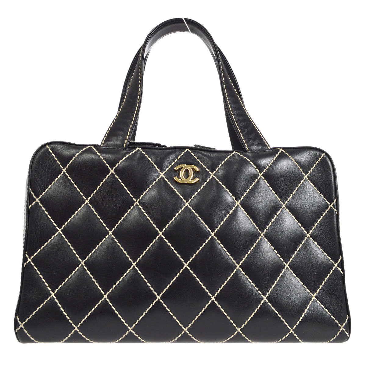 CHANEL 2001-2003 Wild Stitch Handbag Black Calfskin