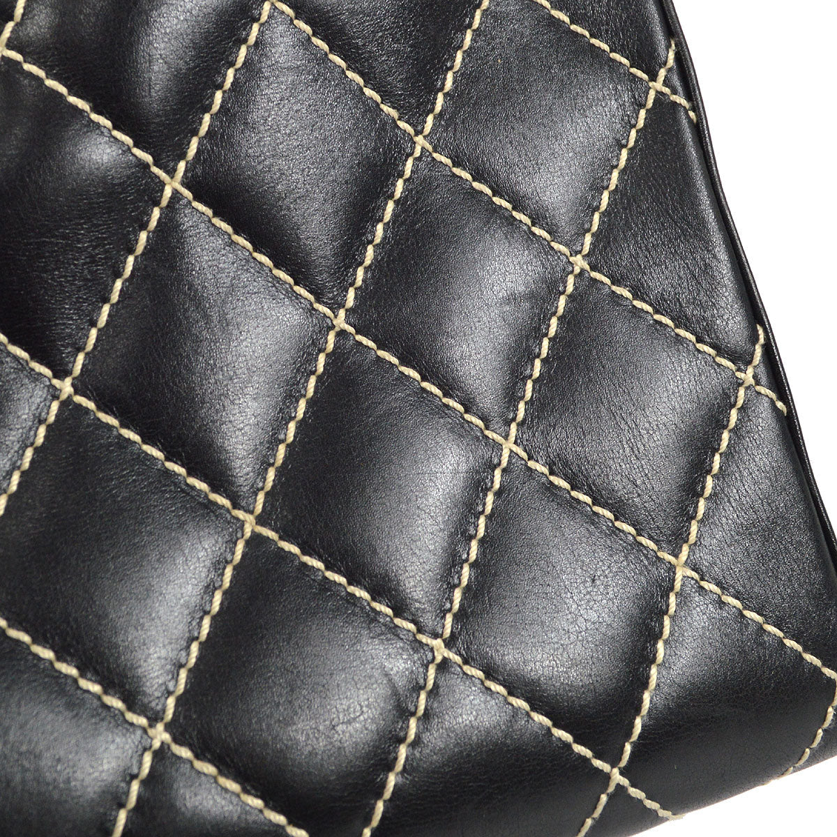 CHANEL 2001-2003 Wild Stitch Handbag Black Calfskin