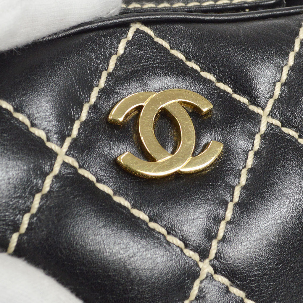 CHANEL 2001-2003 Wild Stitch Handbag Black Calfskin