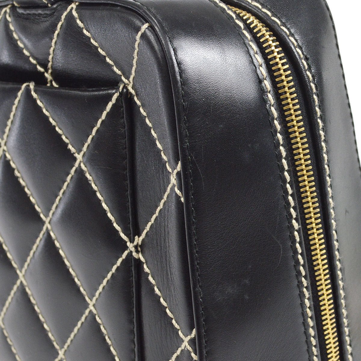 CHANEL 2001-2003 Wild Stitch Handbag Black Calfskin