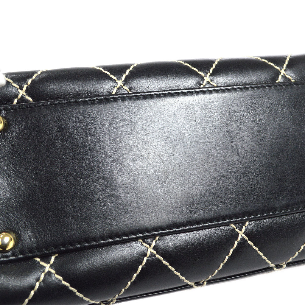 CHANEL 2001-2003 Wild Stitch Handbag Black Calfskin