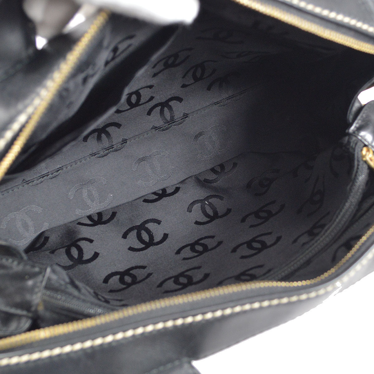 CHANEL 2001-2003 Wild Stitch Handbag Black Calfskin