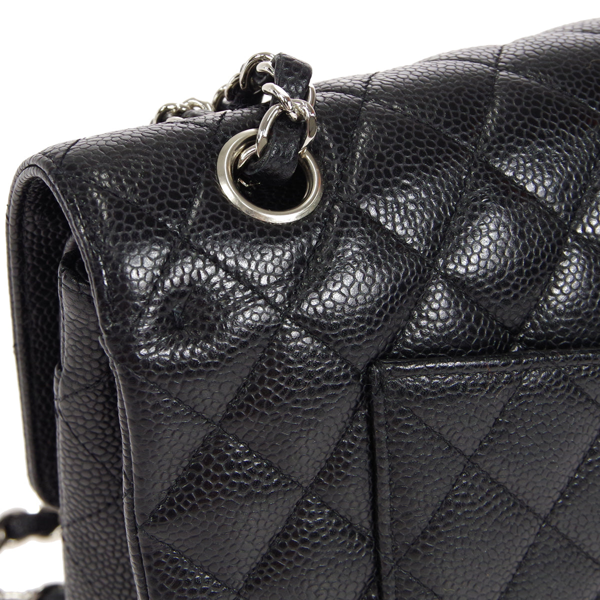 CHANEL 2005-2006 Classic Double Flap Medium SHW Black Caviar