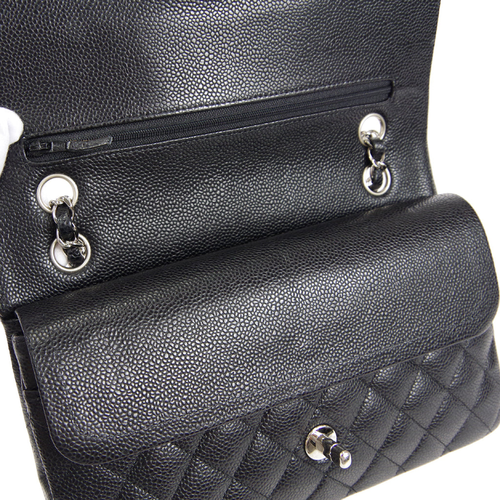 CHANEL 2005-2006 Classic Double Flap Medium SHW Black Caviar