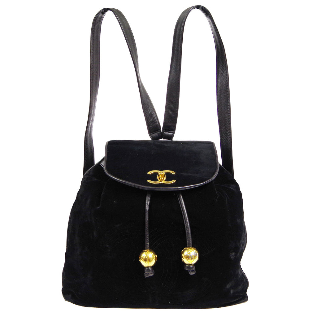 CHANEL 1991-1994 Backpack Black Velvet
