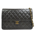 CHANEL 1997-1999 CC Pushlock Half Flap Medium Black Lambskin