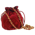 CHANEL 1986-1988 Bucket Bag Mini Red Suede