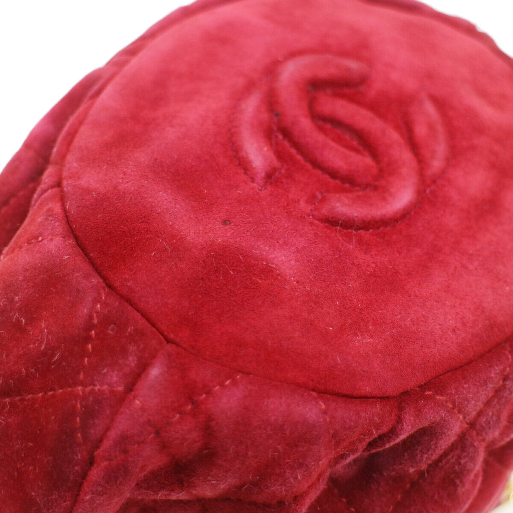 CHANEL 1986-1988 Bucket Bag Mini Red Suede
