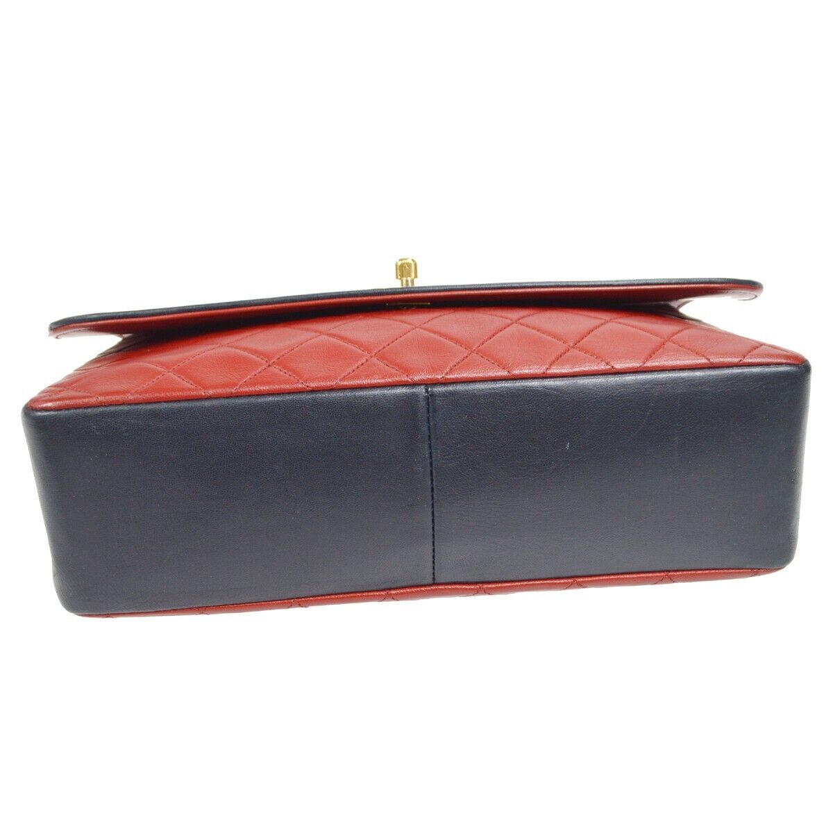 CHANEL 1989-1991 Round Flap Medium & Pouch Set Red Lambskin