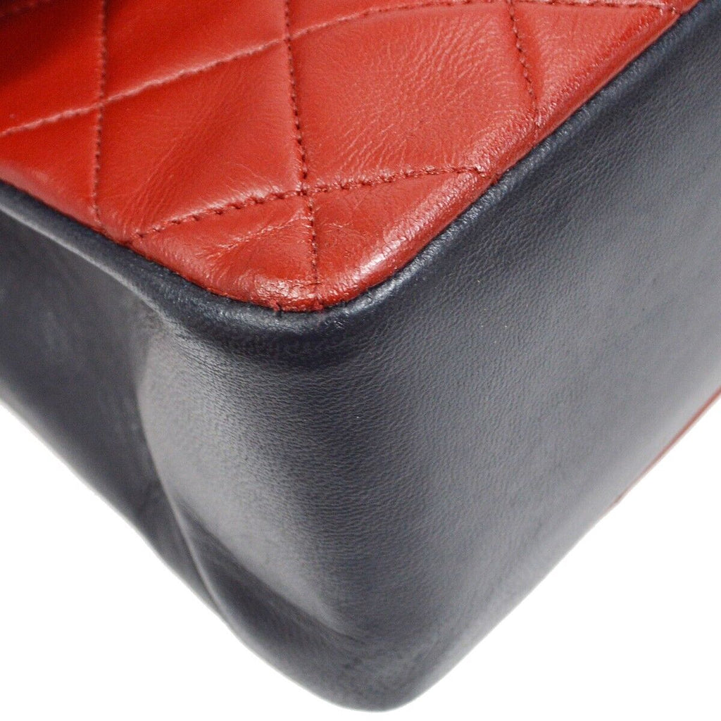 CHANEL 1989-1991 Round Flap Medium & Pouch Set Red Lambskin
