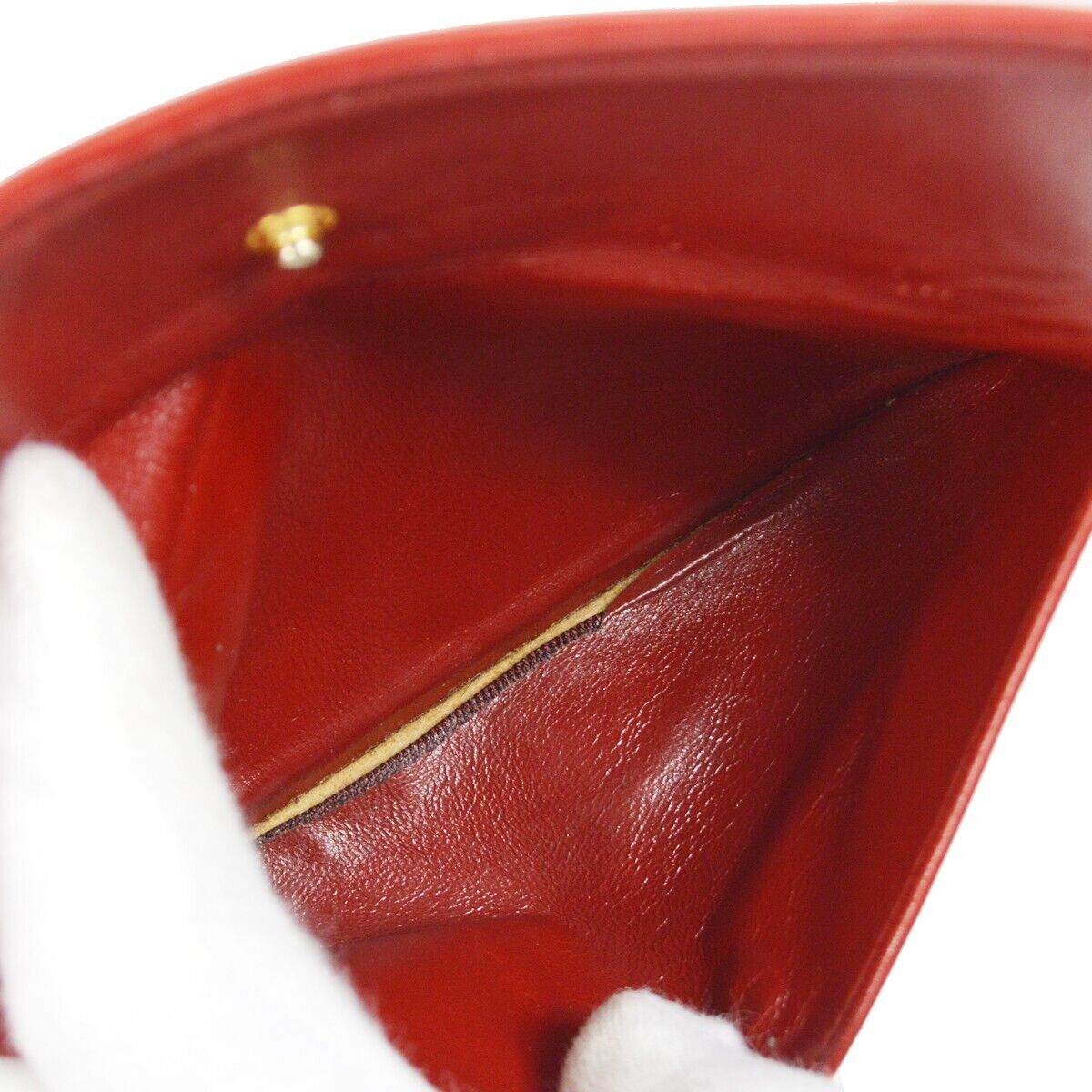 CHANEL 1989-1991 Round Flap Medium & Pouch Set Red Lambskin