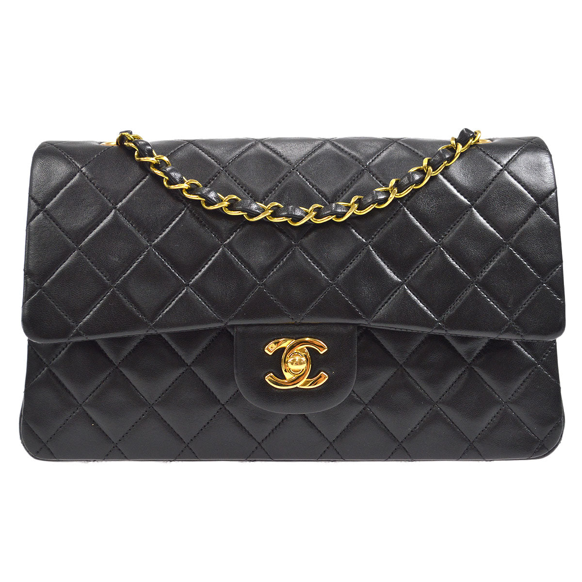 CHANEL 1994-1996 Classic Double Flap Medium Black Lambskin