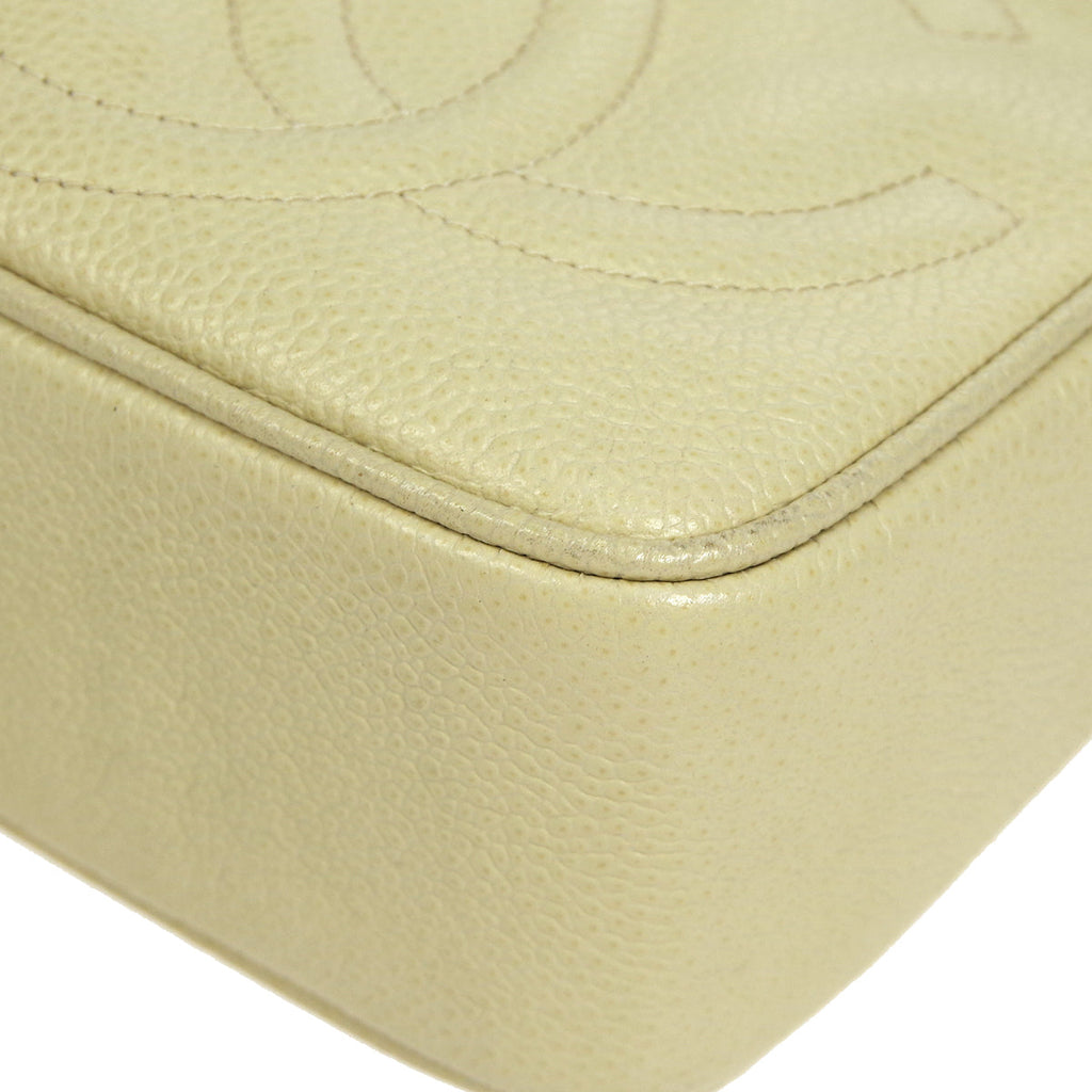CHANEL 1994-1996 Triple CC Camera Bag Small Ivory Caviar