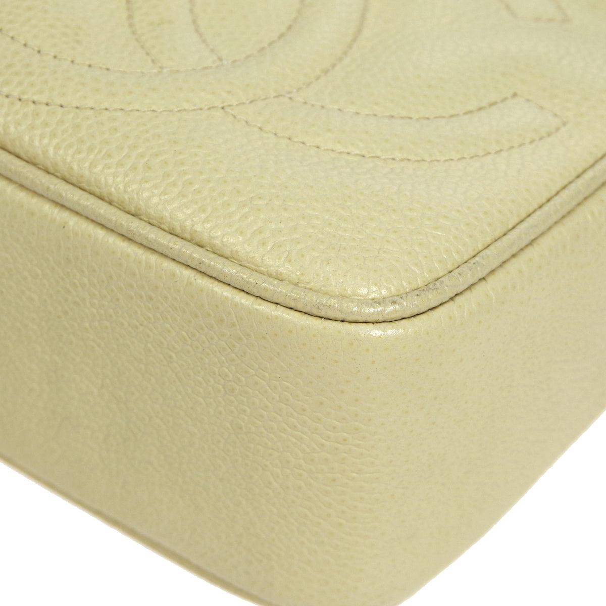 CHANEL 1994-1996 Triple CC Camera Bag Small Ivory Caviar