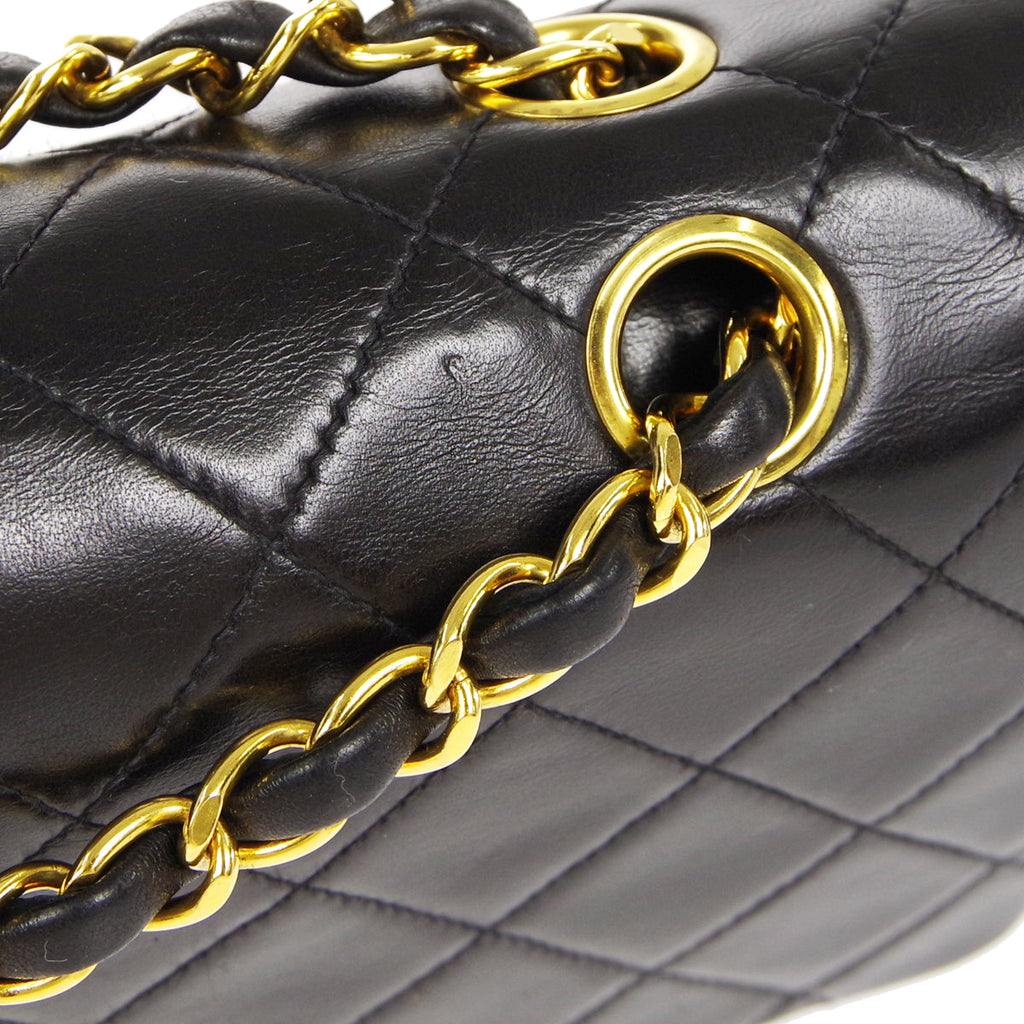 CHANEL 1991-1994 Classic Double Flap Medium Black Lambskin