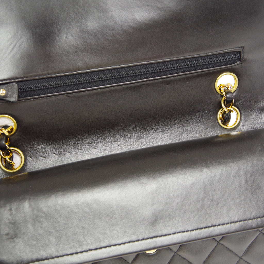 CHANEL 1991-1994 Classic Double Flap Medium Black Lambskin