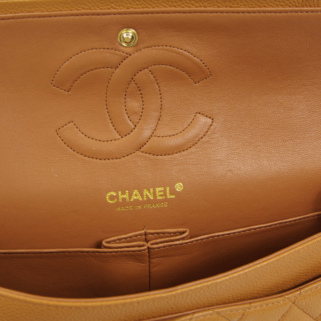 CHANEL 2005-2006 Classic Flap Medium Brown Caviar