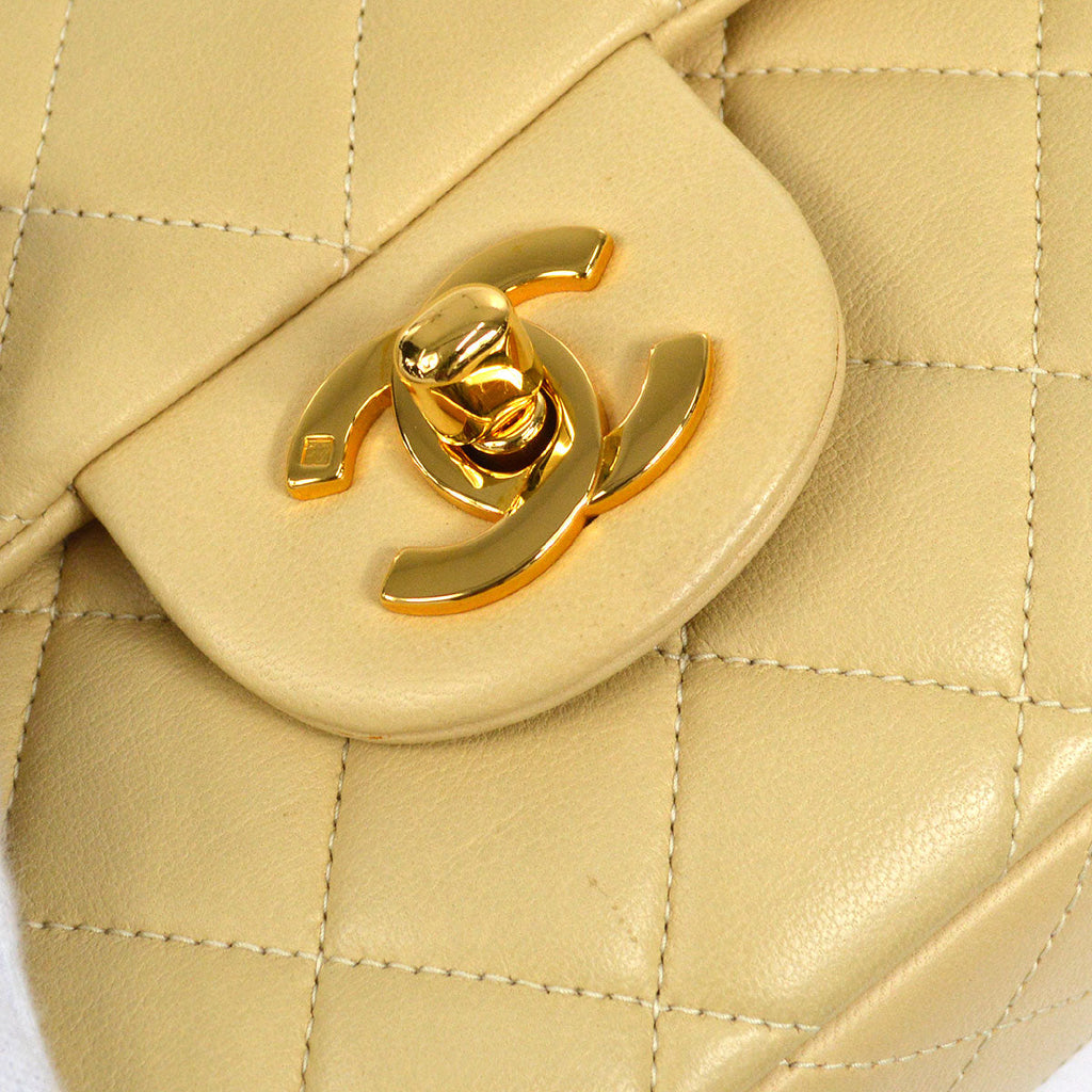 CHANEL * 1994-1996 Classic Flap Backpack Beige Lambskin