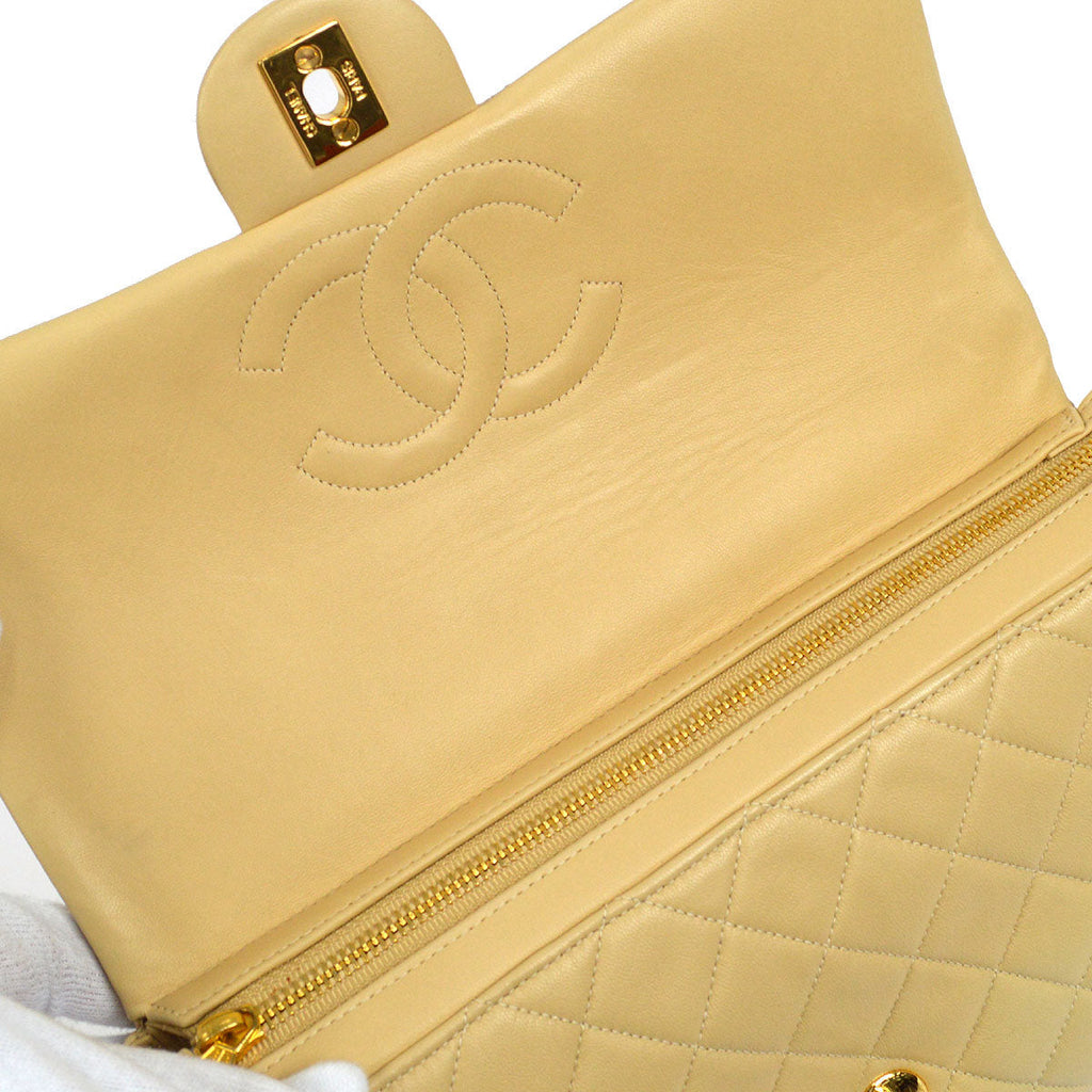 CHANEL * 1994-1996 Classic Flap Backpack Beige Lambskin