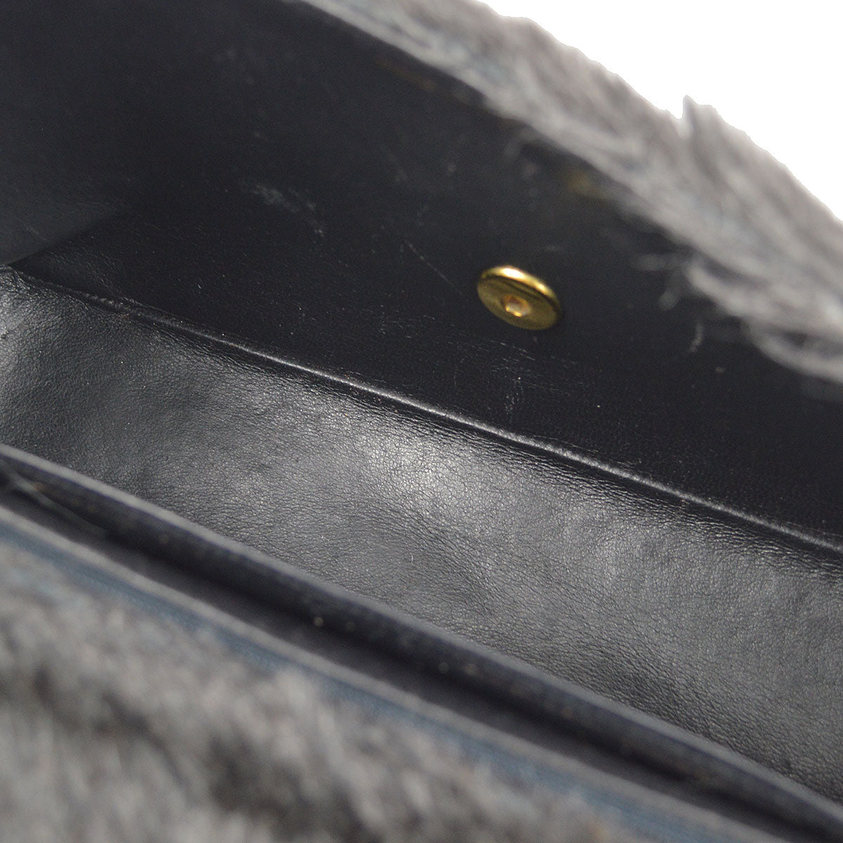 CHANEL * 1991-1994 Classic Flap Handbag Set Black Fur