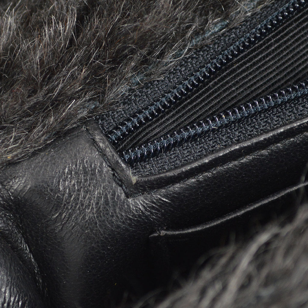 CHANEL * 1991-1994 Classic Flap Handbag Set Black Fur