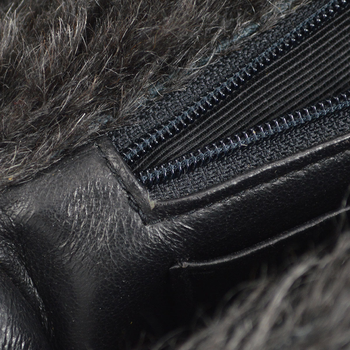 CHANEL * 1991-1994 Classic Flap Handbag Set Black Fur