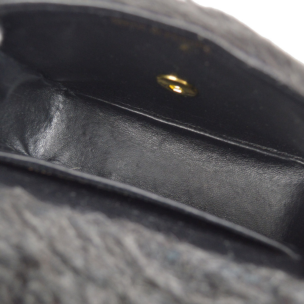 CHANEL * 1991-1994 Classic Flap Handbag Set Black Fur
