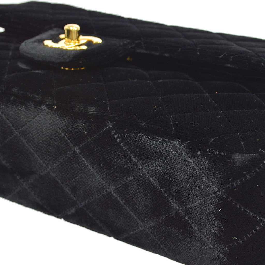 CHANEL * 1994-1996 Classic Double Flap Medium Black Velvet