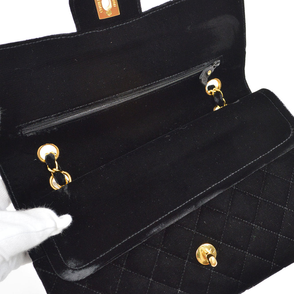 CHANEL * 1994-1996 Classic Double Flap Medium Black Velvet