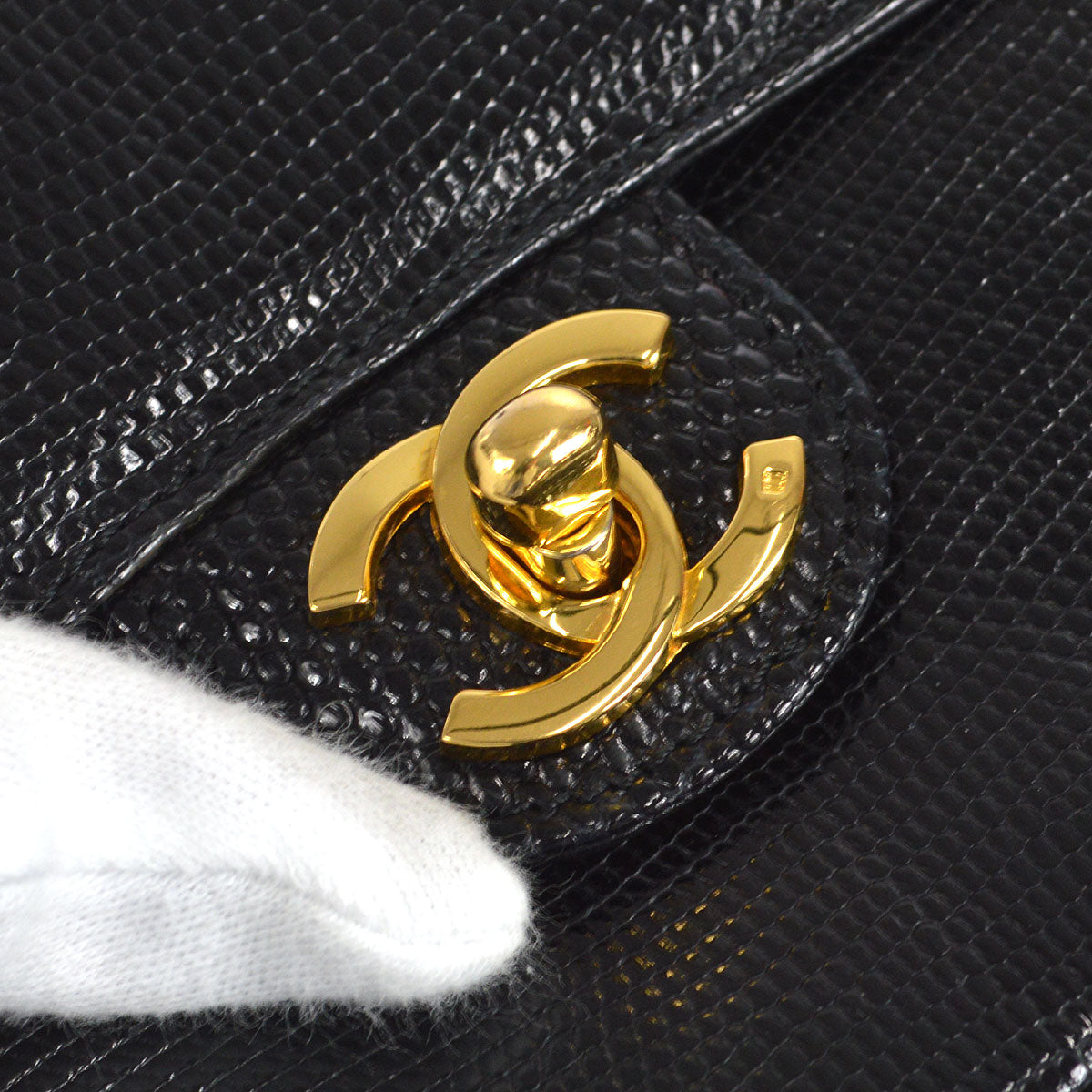 CHANEL * 1986-1988 Classic Square Flap Mini 17 Black Lizard