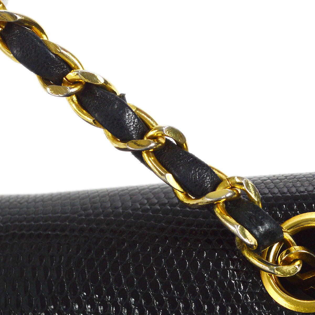 CHANEL * 1986-1988 Classic Square Flap Mini 17 Black Lizard