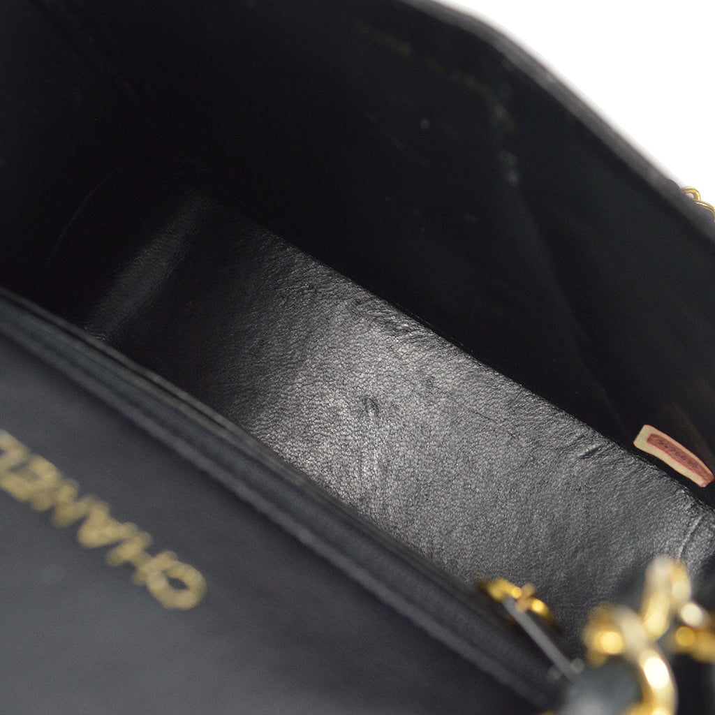 CHANEL * 1986-1988 Classic Square Flap Mini 17 Black Lizard
