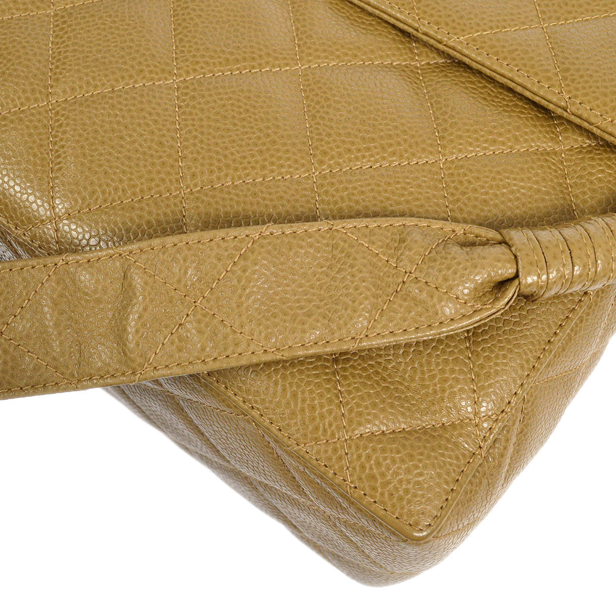 CHANEL * 1996-1997 Flap Box Vanity Shoulder Bag Small Beige Caviar