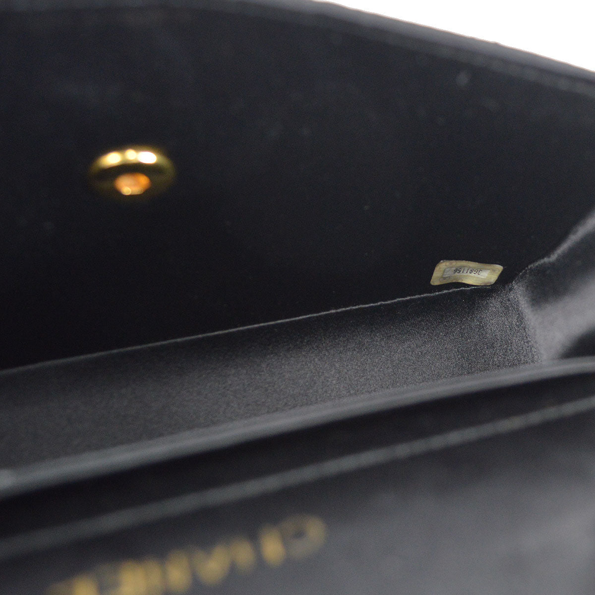 CHANEL 1994-1996 Border Round Flap Small & Pouch Set Black Satin