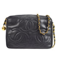 CHANEL 1994-1996 Triple CC Camera Bag Small Black Caviar