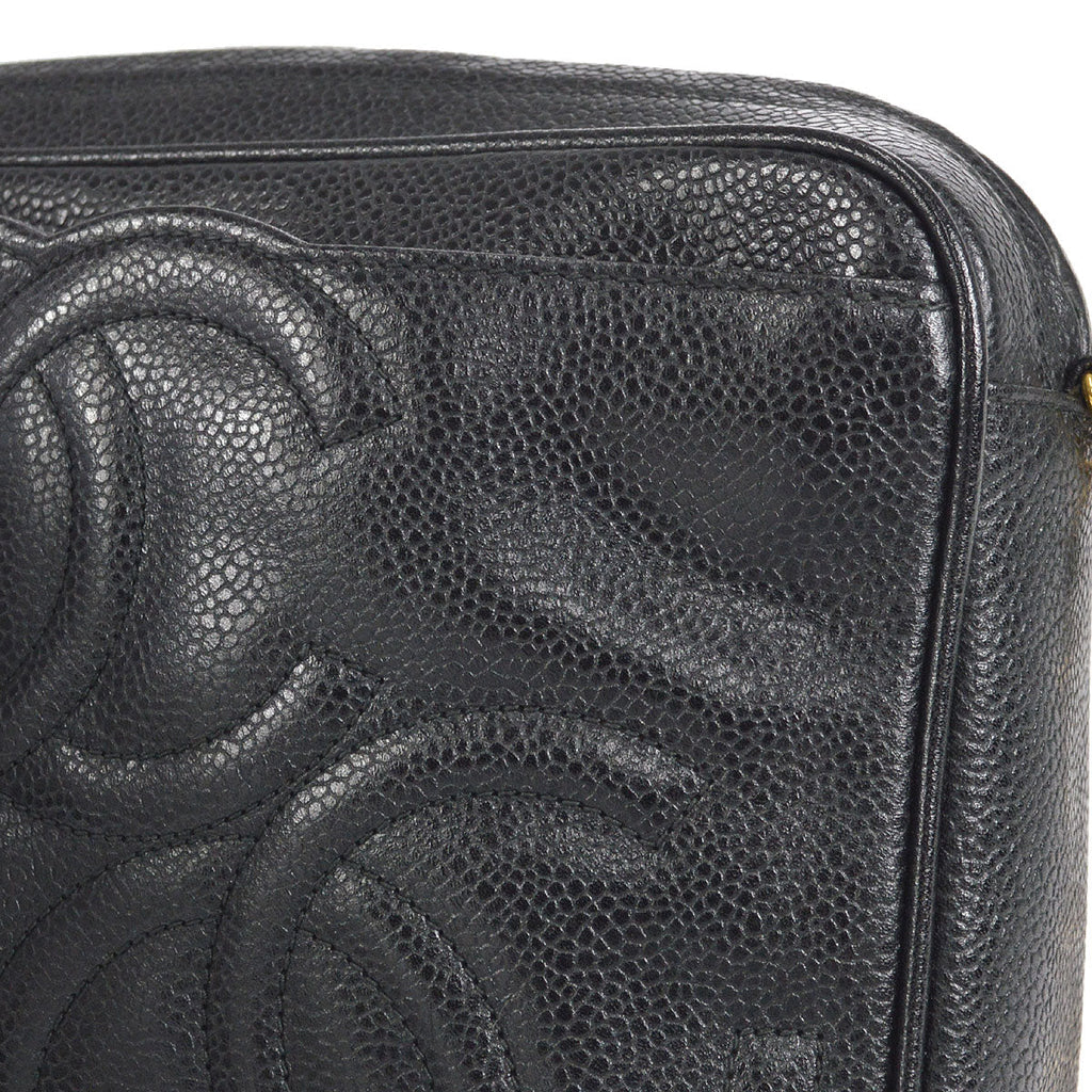 CHANEL 1994-1996 Triple CC Camera Bag Small Black Caviar