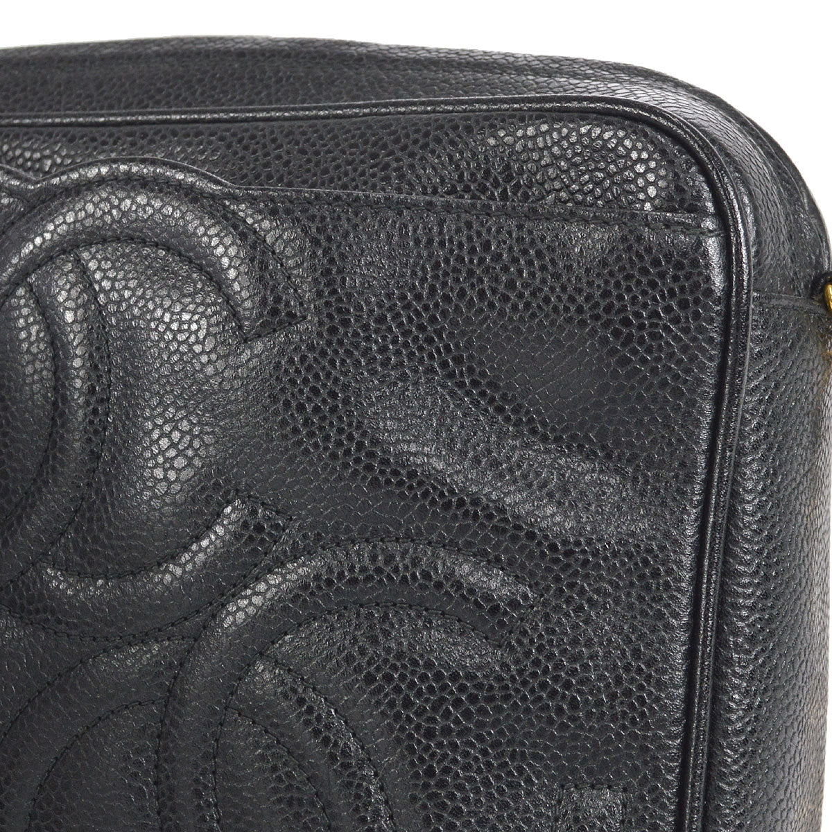CHANEL 1994-1996 Triple CC Camera Bag Small Black Caviar