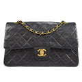 CHANEL Classic Double Flap Medium Shoulder Bag Black Lambskin