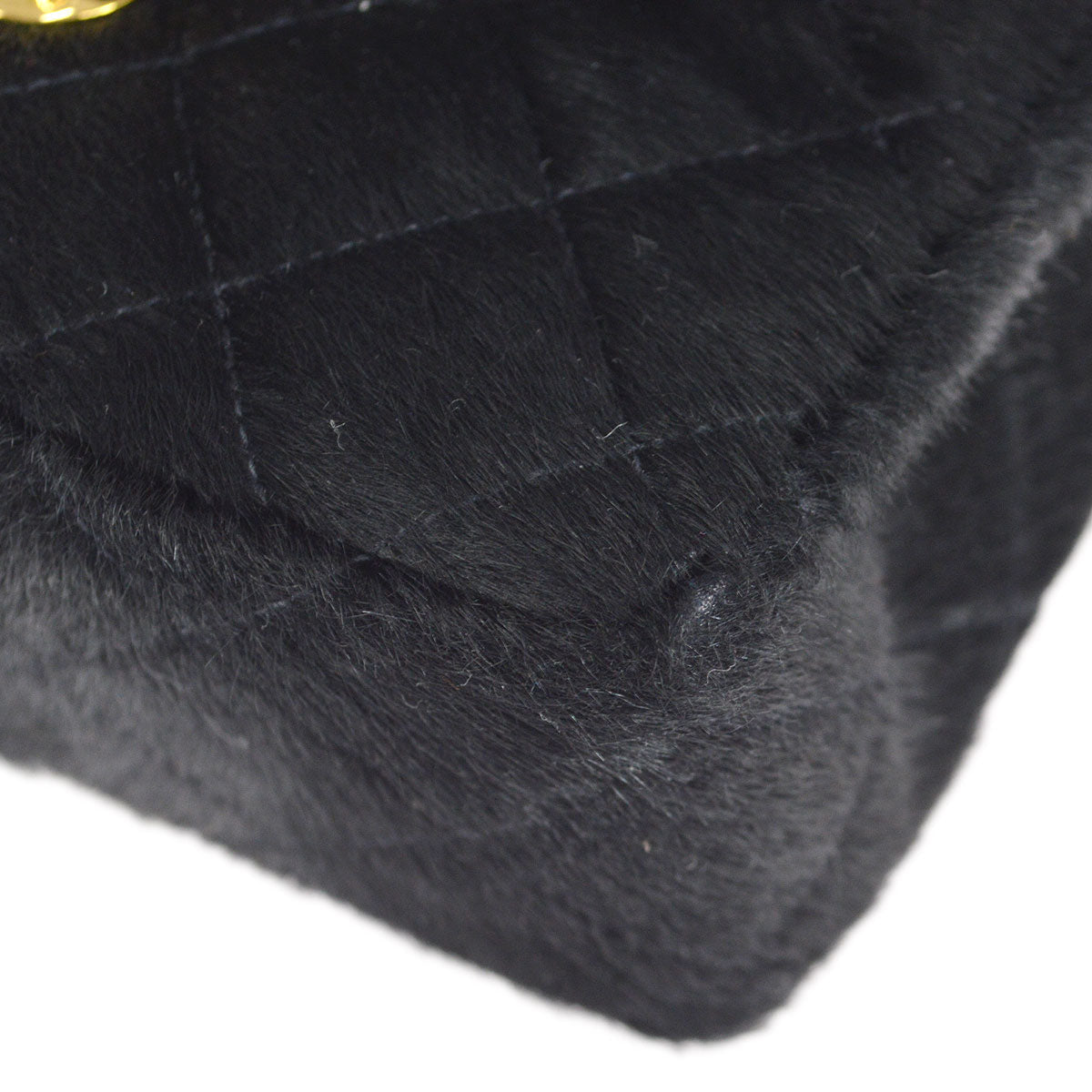 CHANEL * 1990s Classic Flap Handbag Micro Black Pony Hair