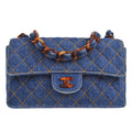 CHANEL * 1996-1997 Classic Single Flap Small Tortoiseshell Chain Denim