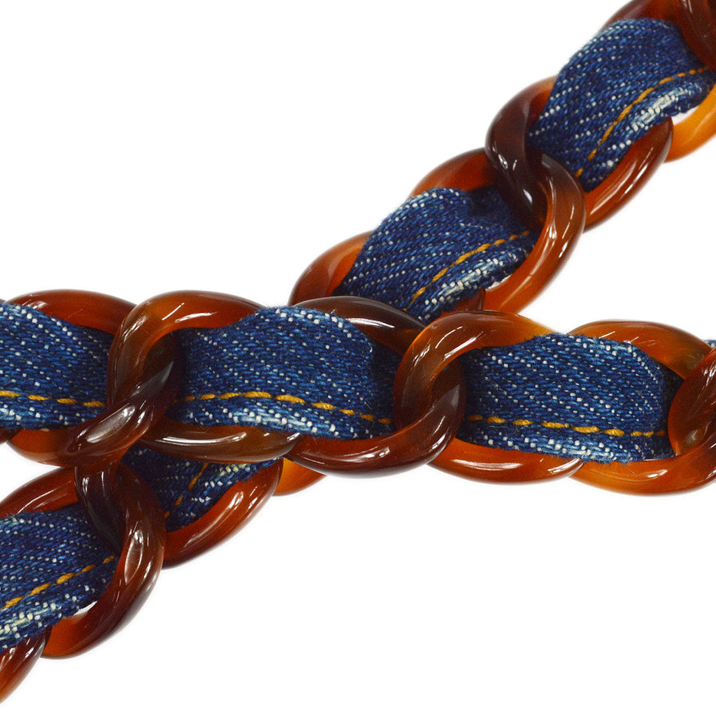 CHANEL * 1996-1997 Classic Single Flap Small Tortoiseshell Chain Denim