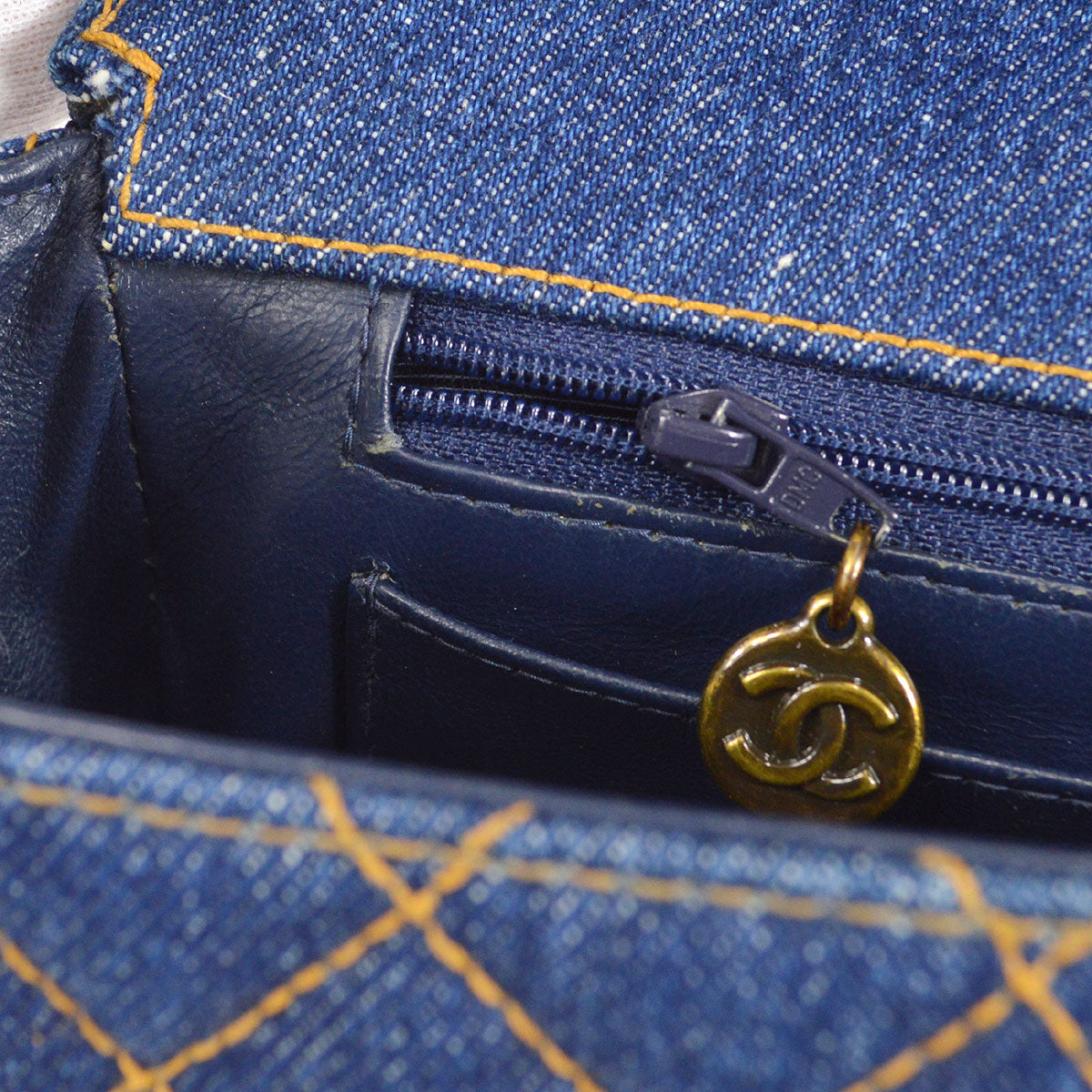 CHANEL * 1996-1997 Classic Single Flap Small Tortoiseshell Chain Denim