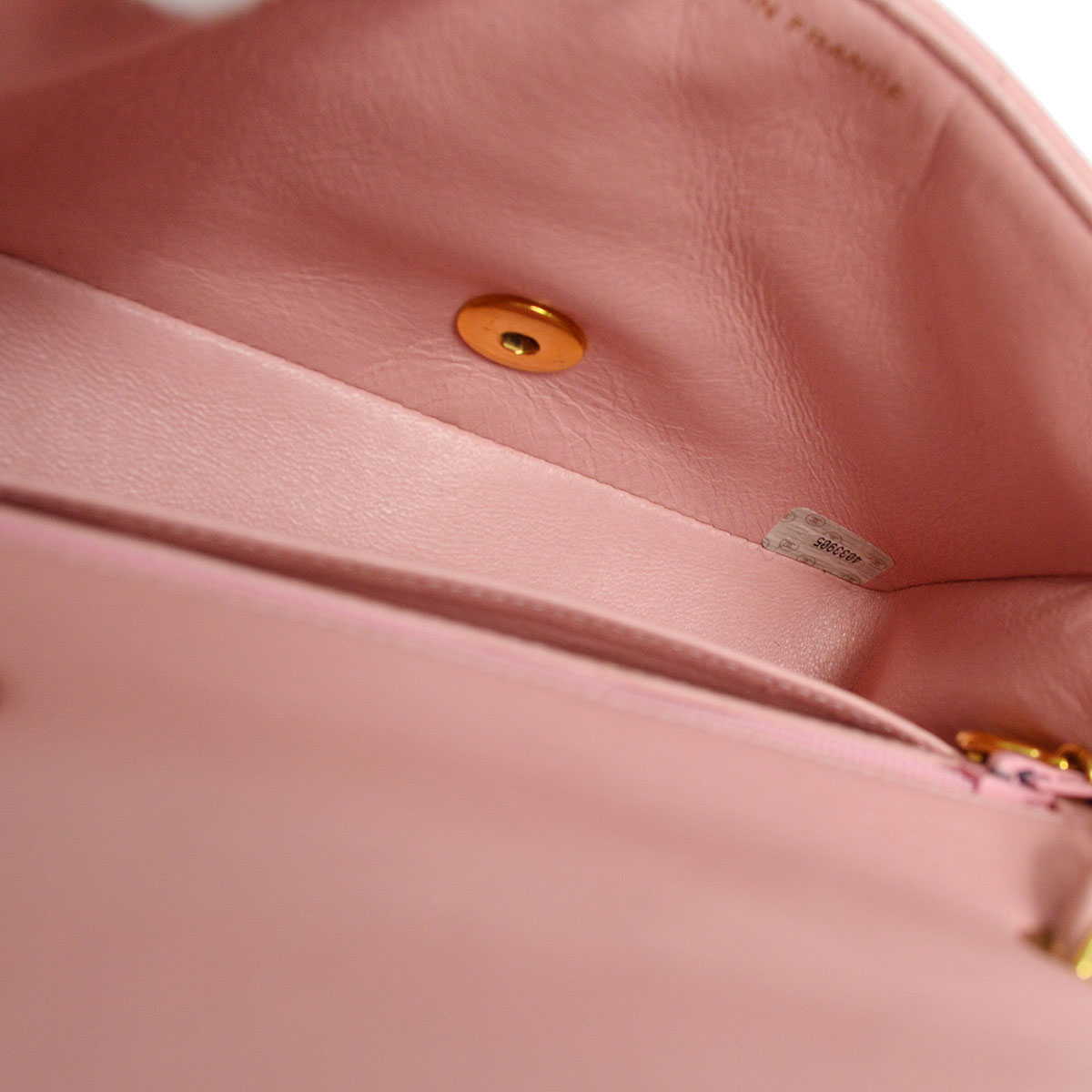 CHANEL * 1996-1997 Border Flap Handbag Mini Pink Lambskin