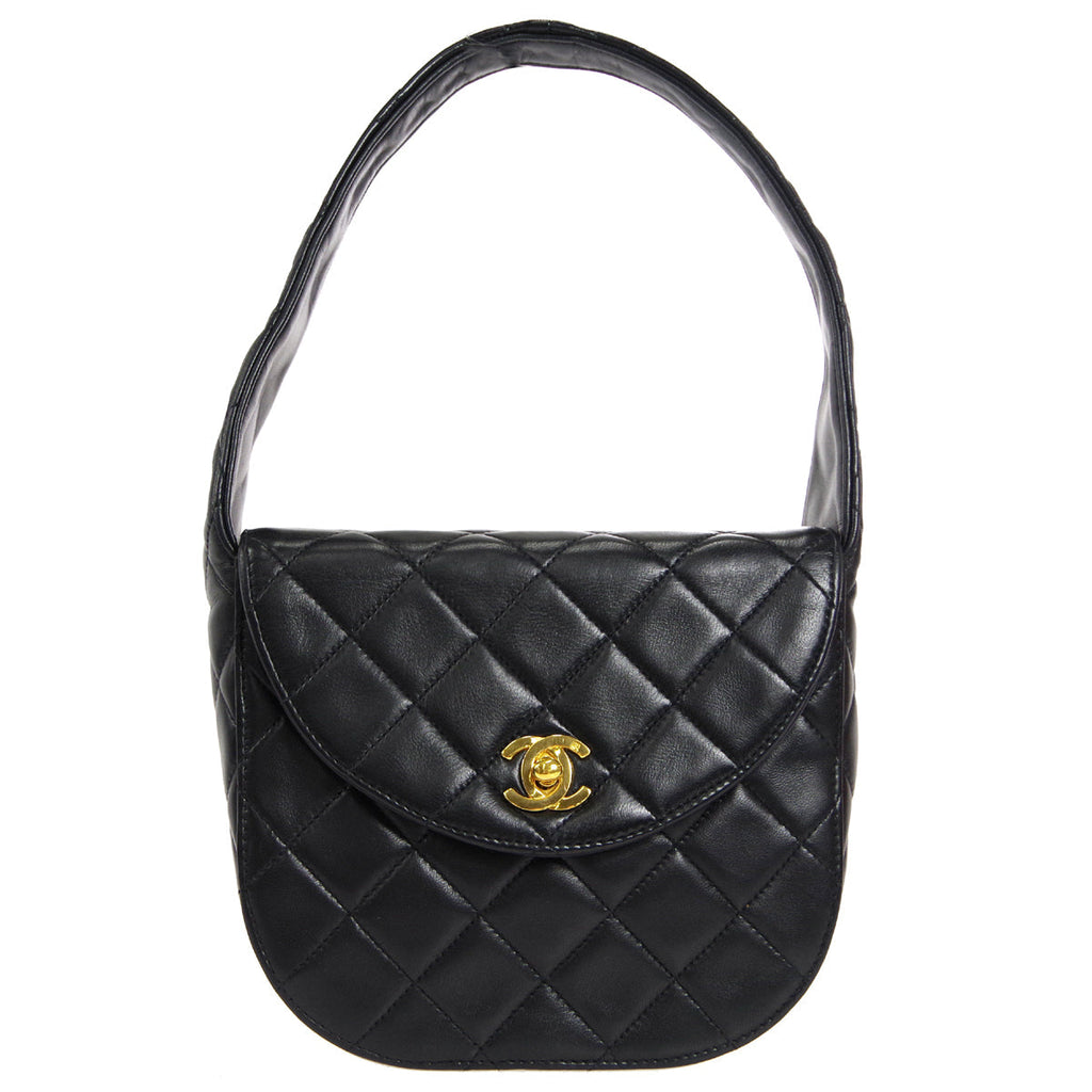 CHANEL 1991-1994 Flap Handbag Mini Black Lambskin