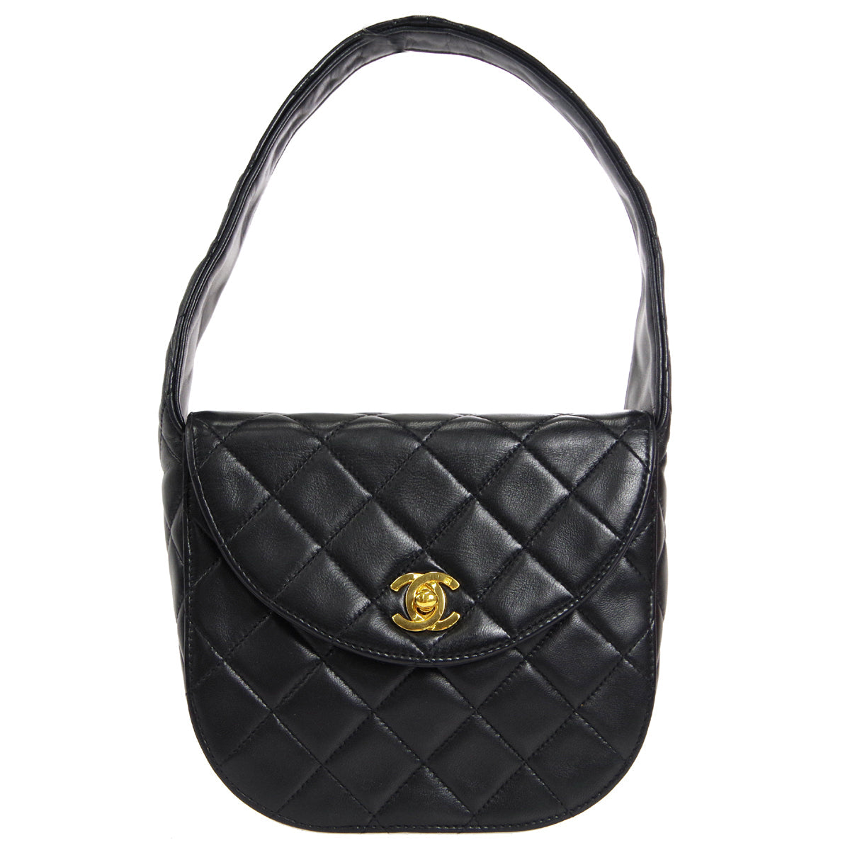 CHANEL 1991-1994 Flap Handbag Mini Black Lambskin
