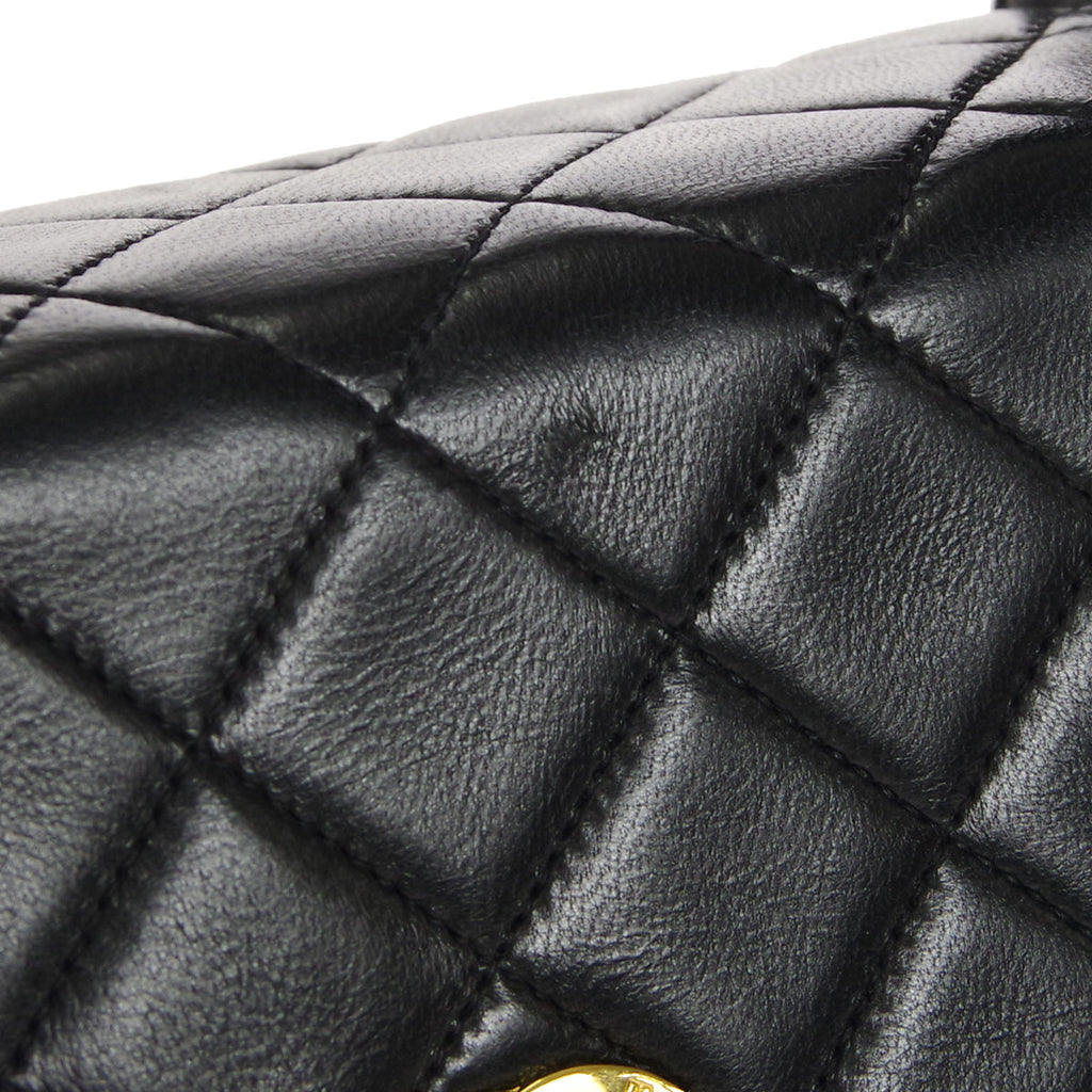 CHANEL 1991-1994 Flap Handbag Mini Black Lambskin